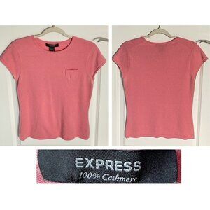 Express vintage y2k Pink Cashmere short Cap Sleeve Pocket Sweater 35707